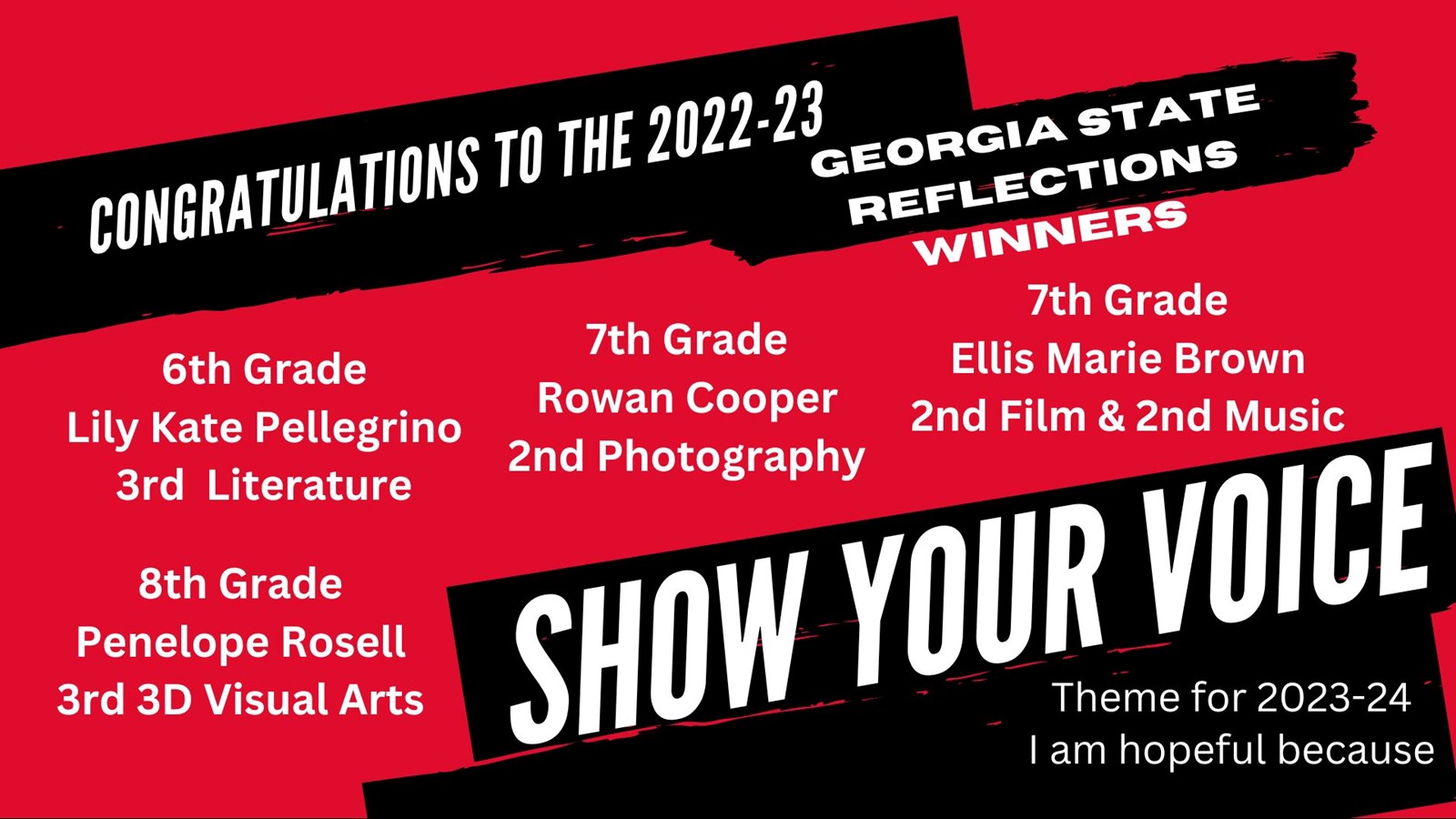 Georgia Reflections Winners red and black background